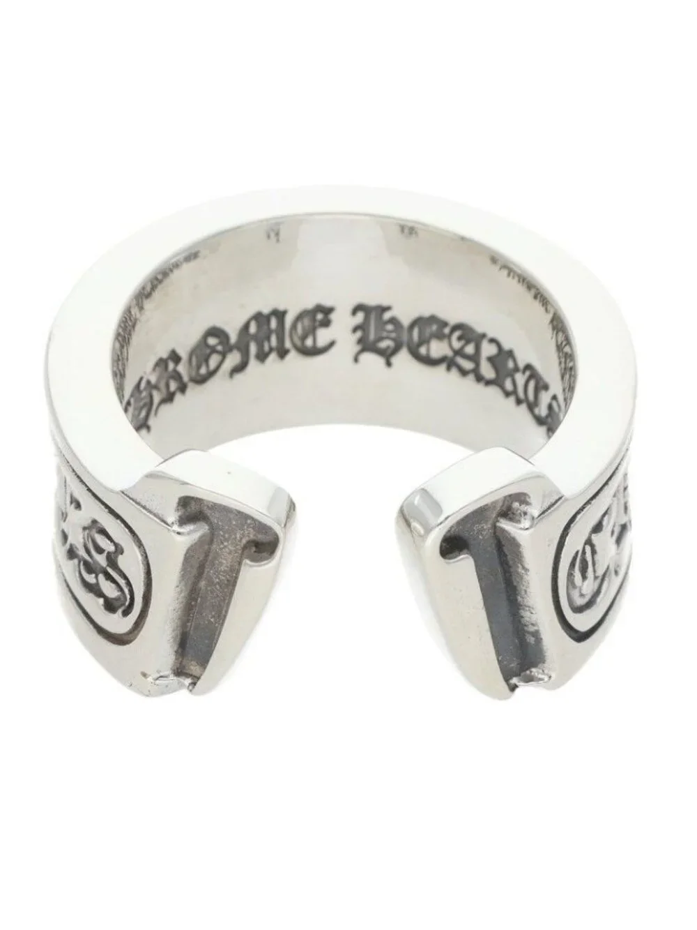 Chrome Hearts LG Scroll Label Large Silver Ring